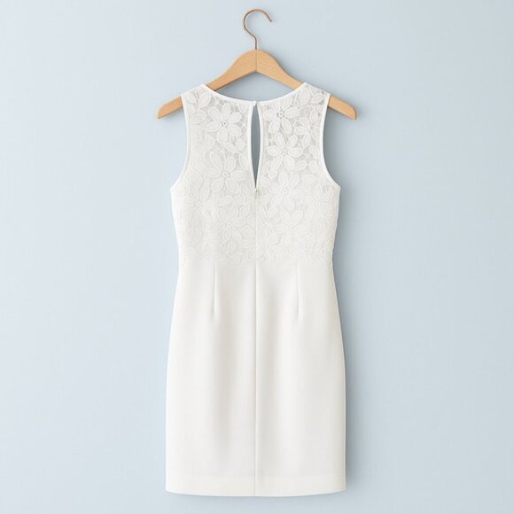 FOREVER 21 Ivory Floral Lace Sheath Sleeveless Dress - Size Medium - Picture 2 of 5